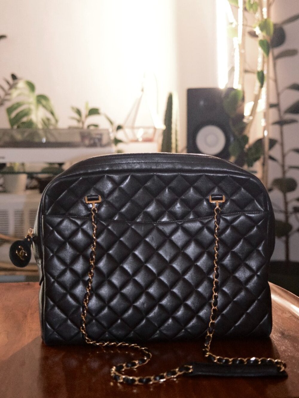 Vintage Chanel Quilted Shoulder Zip Bag